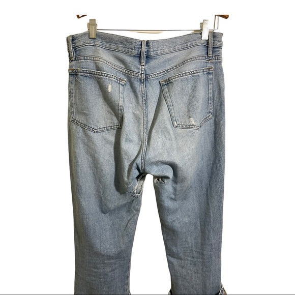 Frame le embroidery boyfriend jean size 28 flipped cuffed distressed denim - Picture 12 of 14